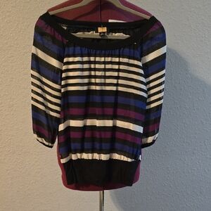 Lola Black and Purple Striped Blouse